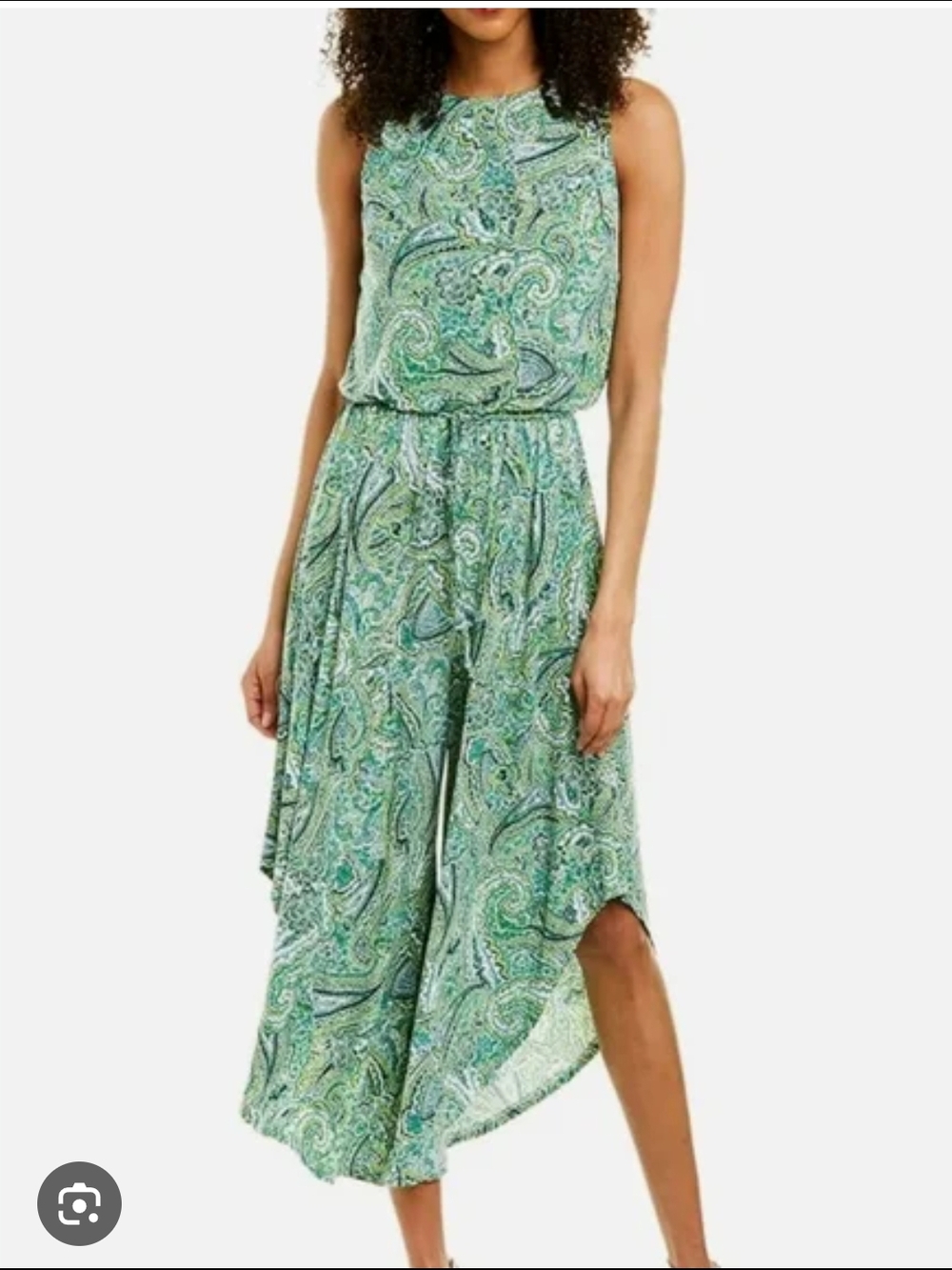 London Times Green Paisley Sleeveless Jumpsuit Romper